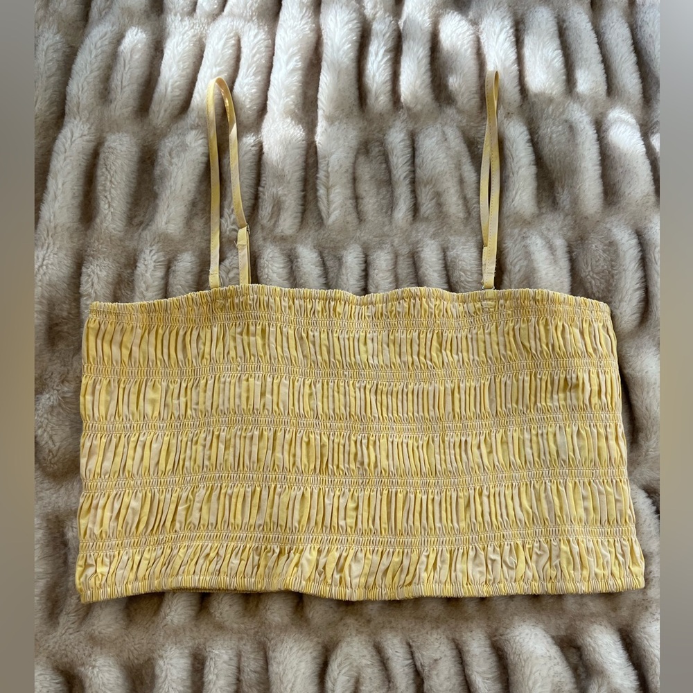 A New Day Light Yellow Smocked Crop Top